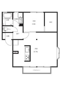 【募集用間取図】ハイカムール壱番館105　リノベ